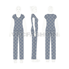 Womens Loungewear Set vector flat sketch on croqui