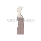 Womens hooded polo dress flat sketch, side view