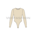 Womens inner bodysuit flat sketch, front view