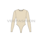 Womens inner bodysuit flat sketch, front view