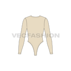 Womens inner bodysuit flat sketch, back view
