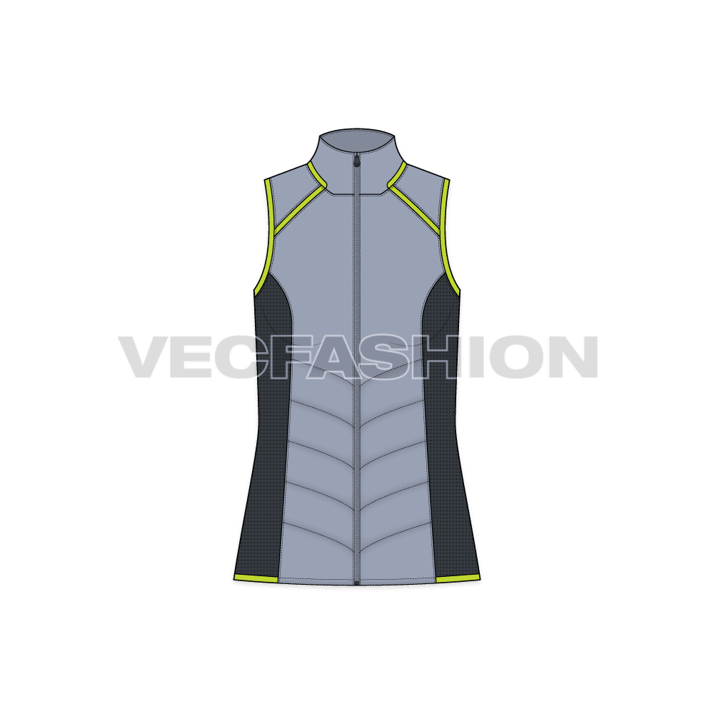 Women's Insulated Climbing Jacket flat sketch, front view