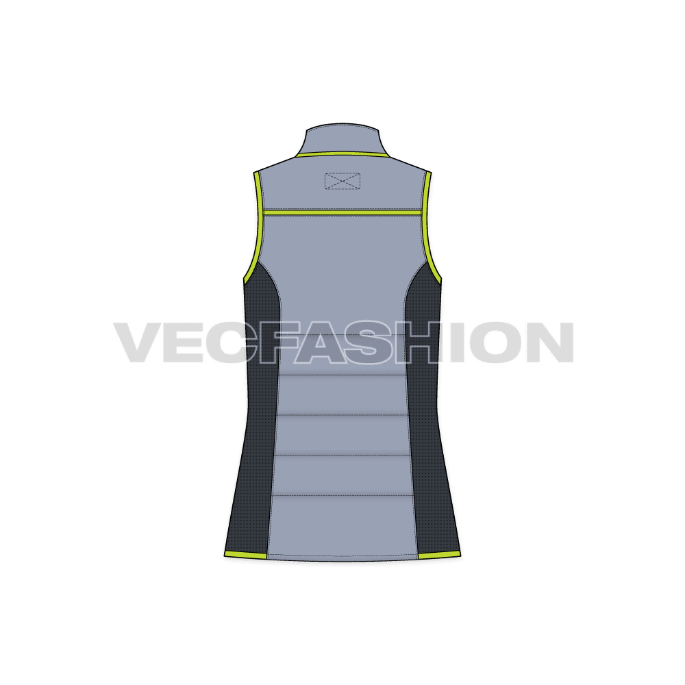 Women's Insulated Climbing Jacket flat sketch, back view