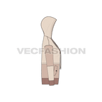 Womens jumper with oversized hoodie flat sketch, side view