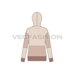 Womens jumper with oversized hoodie flat sketch, back view