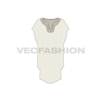 Womens kaftan dress flat sketch, front view