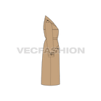Women's Khaki Trench Coat flat sketch, side view
