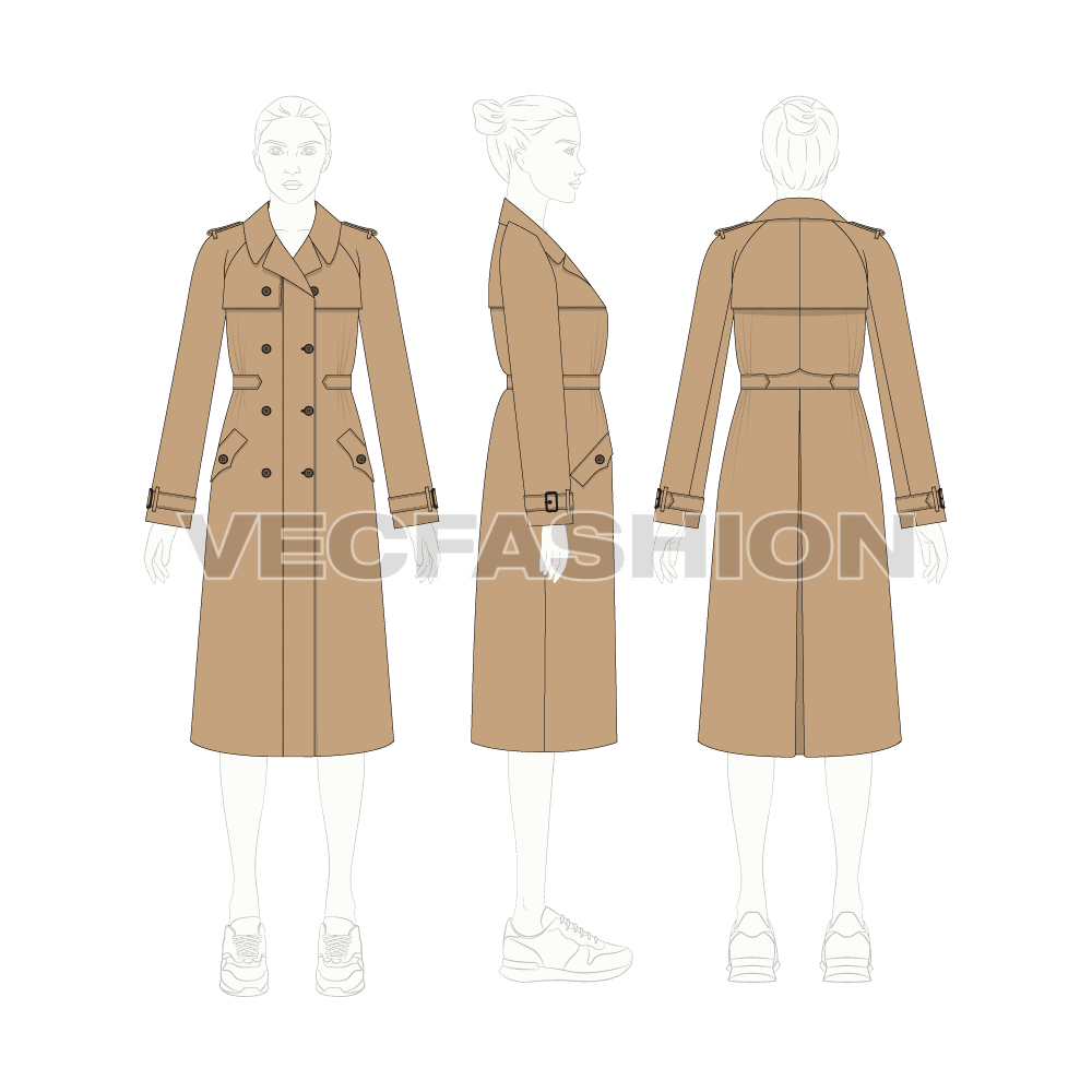 Womens Khaki Trench Coat