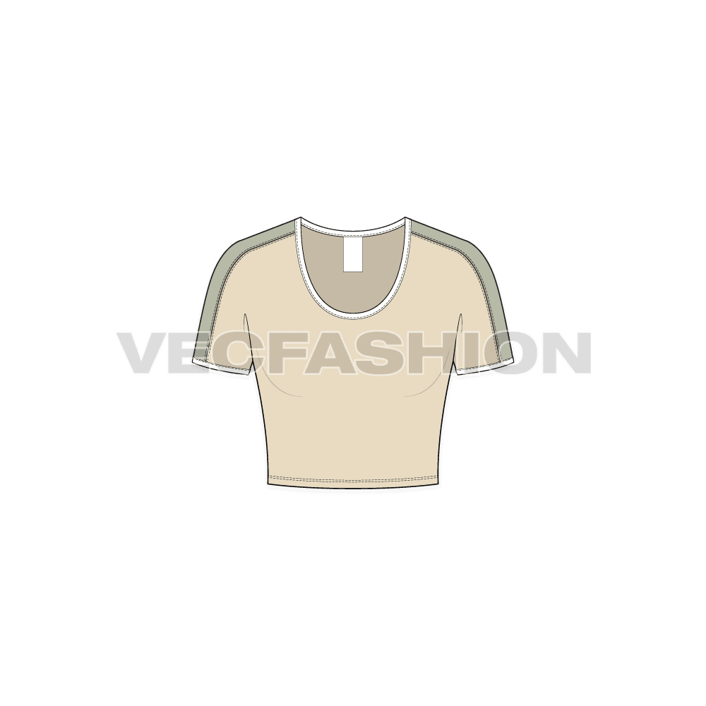 Womens kimono sleeve t-shirt flat sketch, front view