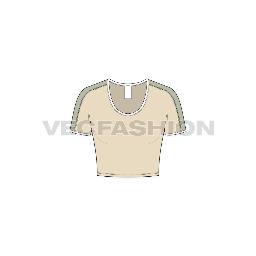 Kimono Sleeve Striped T-shirt vector apparel template