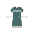 Womens kimono tunic dress flat sketch, front view