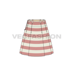 Womens knife pleat vintage skirt flat sketch, front view