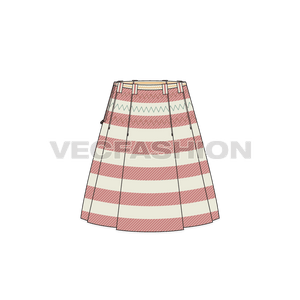 A Classic Women's Knife Pleat Skirt in vintage colors. This template is ever Trendy and Attractive. A neat and precisely created vector template, leaving no stray points and broken paths. Easily editable vector drawing and can be scaled to any size without the loss of any resolution.