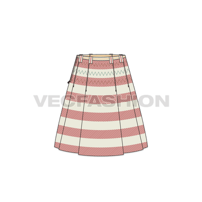 A Classic Women's Knife Pleat Skirt in vintage colors. This template is ever Trendy and Attractive. A neat and precisely created vector template, leaving no stray points and broken paths. Easily editable vector drawing and can be scaled to any size without the loss of any resolution.