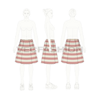 Womens knife pleat vintage skirt flat sketch, croqui sketch