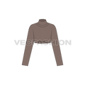 Womens knitted arm warmer sweater, alternate colorway flat sketch, front view