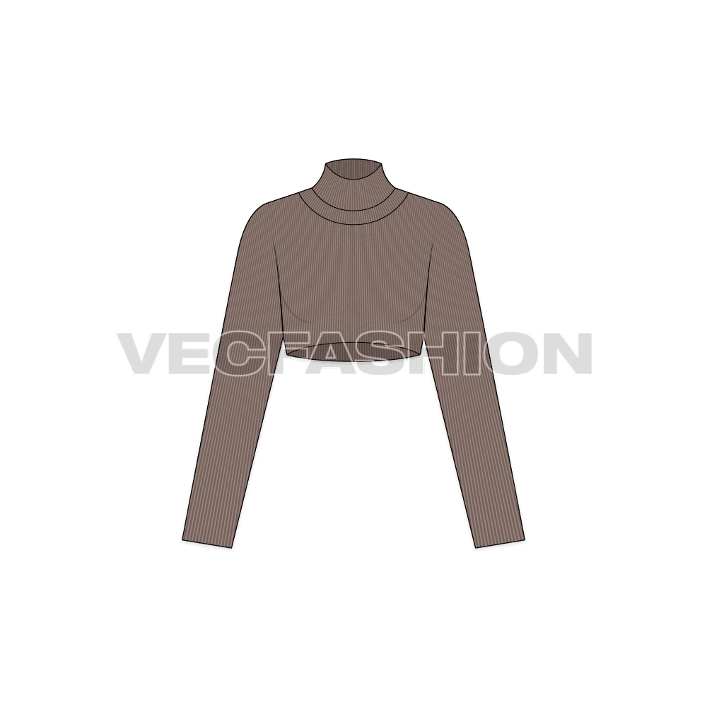Womens knitted arm warmer sweater, alternate colorway flat sketch, front view