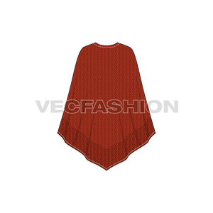 A detailed template for Women's Knitted Capelet Poncho. This Capelet Poncho template is rendered in Terracotta Color giving a classic, Rich and Vintage look. 