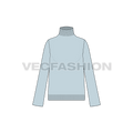 Womens knitted sweater flat sketch, front view