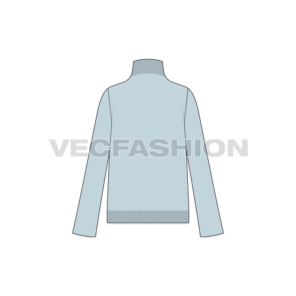 Womens knitted sweater flat sketch, back view