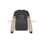 Womens lama inspired sweatshirt flat sketch, back view