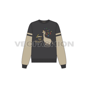 A new vector fashion flat for Women's Sweatshirt inspired by Lama, The New Unicorn. An original graphic was put together create the trendy fashion look. 