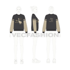 Womens lama inspired sweatshirt flat sketch, croqui sketch