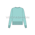Womens large rib slim-fit sweatshirt flat sketch, back view