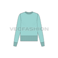 Womens large rib slim-fit sweatshirt flat sketch, front view