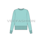 Womens large rib slim-fit sweatshirt flat sketch, front view