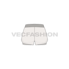 Womens layered gym shorts flat sketch, back view