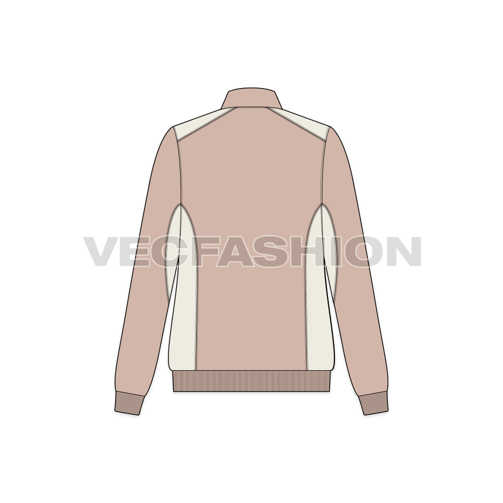 Women's Light Weight Winter Jacket flat sketch, back view