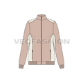 Women's Light Weight Winter Jacket flat sketch, front view