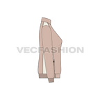Women's Light Weight Winter Jacket flat sketch, side view