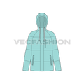 Women's Lightweight Down Jacket flat sketch, front view