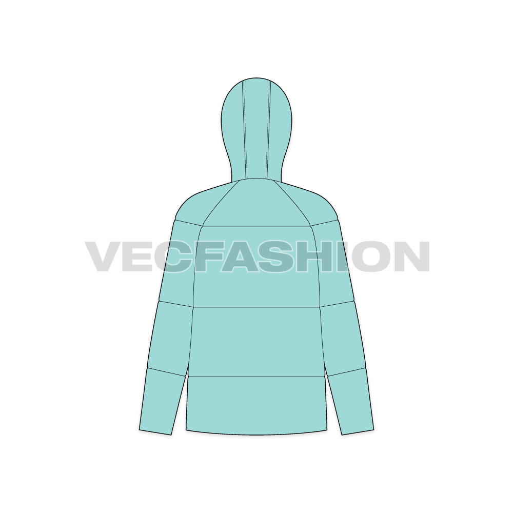 Women's Lightweight Down Jacket flat sketch, back view