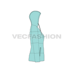 Women's Lightweight Down Jacket flat sketch, side view
