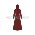 Women's Long Coat flat sketch, front view