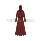 Women's Long Coat flat sketch, front view