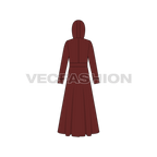 Women's Long Coat flat sketch, back view