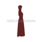 Women's Long Coat flat sketch, side view