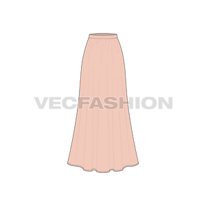 A vector template of Women's Long Length Gathered Skirt. It is a simplified fashion flat also called as Black & White Sketches.