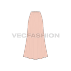 Womens long length gathered skirt flat sketch, back view