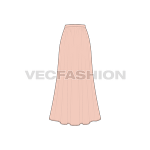 A vector template of Women's Long Length Gathered Skirt. It is a simplified fashion flat also called as Black & White Sketches.