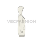 Womens long length pullover hoodie flat sketch, side view