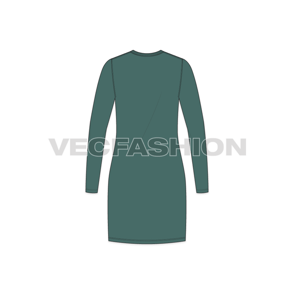 A vector fashion template for Women's Long Length Round Neck Shirt