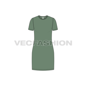 Women's Long Length Roundneck Shirt vector apparel template