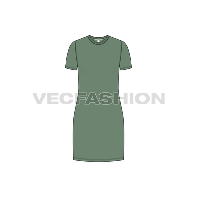 Women's Long Length Roundneck Shirt vector apparel template