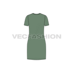 Womens long length roundneck shirt flat sketch, back view