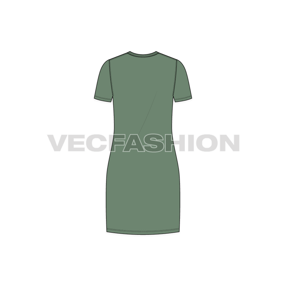 Women's Long Length Roundneck Shirt vector apparel template